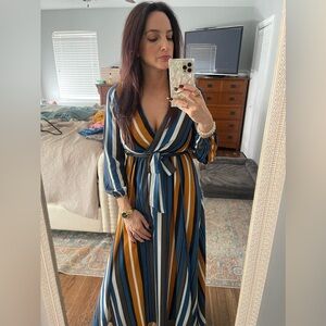 Striped Maxi Double Slit - Altar’d State